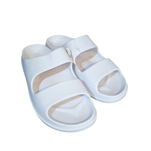NWT Aerie Casual White Two Strap Slides Size 10 - Picture 1 of 4